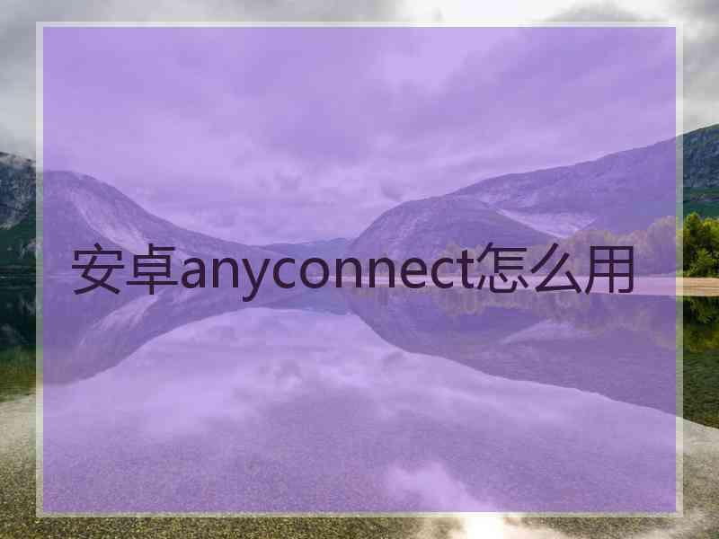 安卓anyconnect怎么用