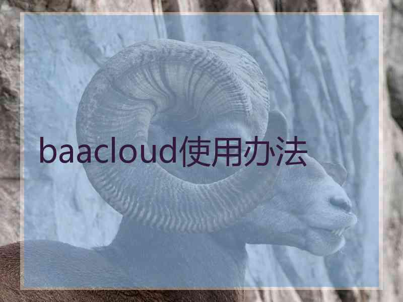 baacloud使用办法